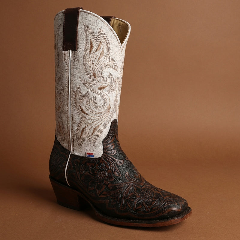 Load image into Gallery viewer, 2200 - RockinLeather Women's Floral Leather Stamped Western Boot
