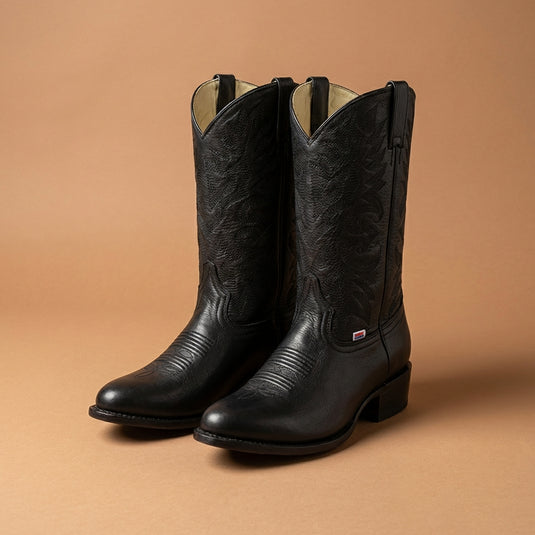 1146 - RockinLeather Men's Barcelona Black R Toe Western Boot