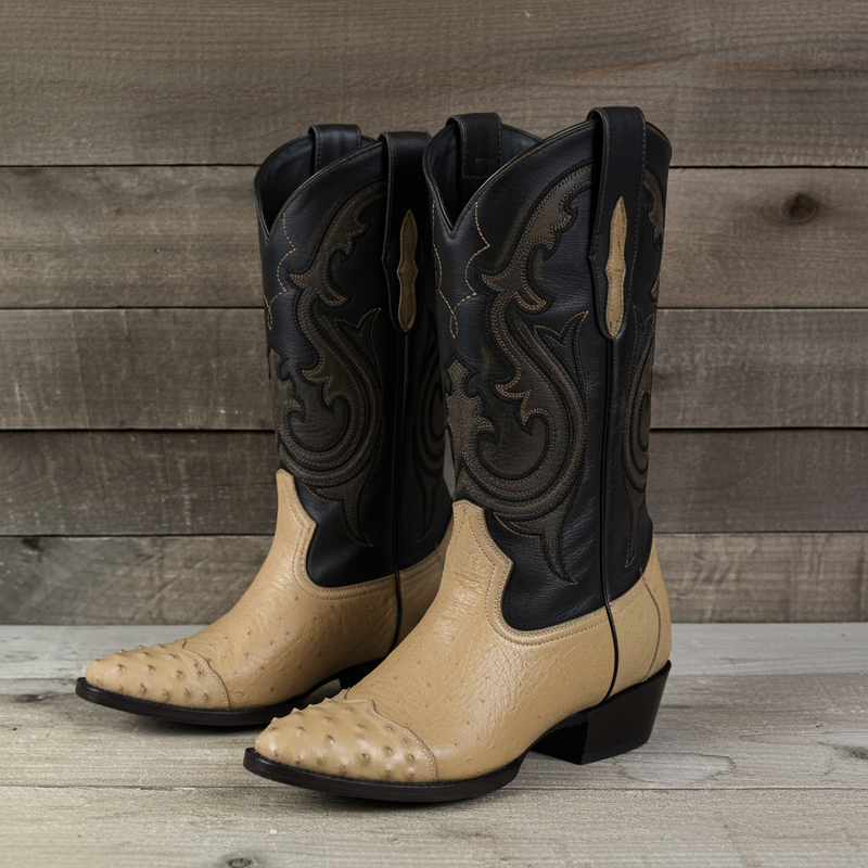 Load image into Gallery viewer, 8010 - RockinLeather Men's Orix Smooth Ostrich Pointed Toe Boot w/Full Quill Ostrich Toe
