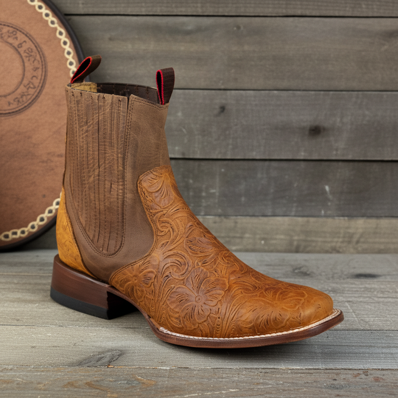Load image into Gallery viewer, 1813 - RockinLeather Men's Bulldog Caballero Leather Stamped Chelsea Boot
