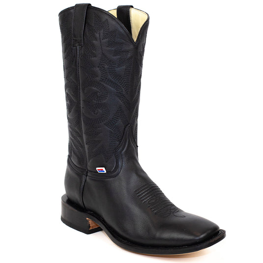 1124 - RockinLeather Men's Black Square Toe Western Boot