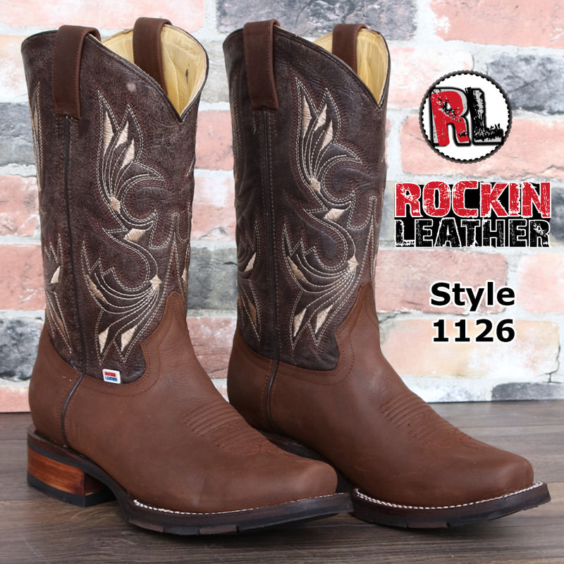 Load image into Gallery viewer, 1126 - RockinLeather Men's Chocolate Crater Square Toe Western Boot
