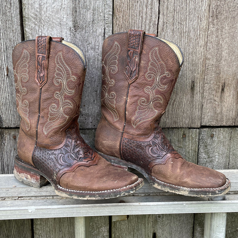 Load image into Gallery viewer, 1127 - RockinLeather Men's Hand Tooled Overlay Western Boot
