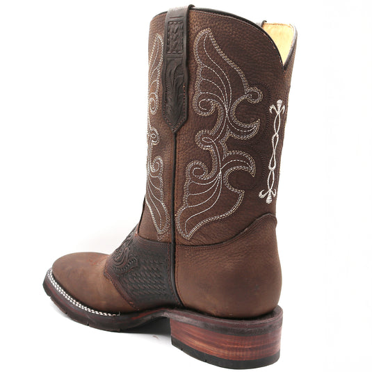 1127 - RockinLeather Men's Hand Tooled Overlay Western Boot