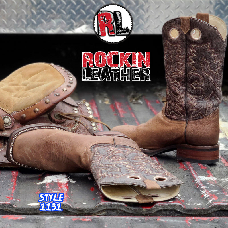 Load image into Gallery viewer, 1131 - RockinLeather Men's Square Toe Crazy Flotter Brown Western Boot
