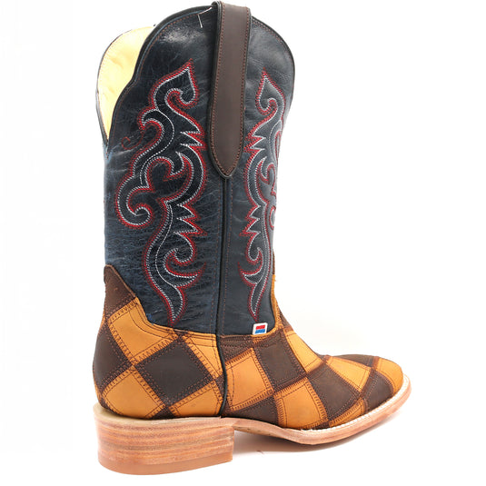 1151 - RockinLeather Men's Patchwork Leather Boot