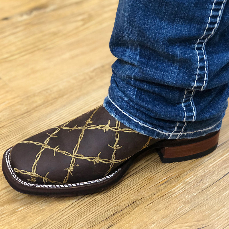 Load image into Gallery viewer, 1154 - RockinLeather Men's Barbed Wire Square Toe Western Boot
