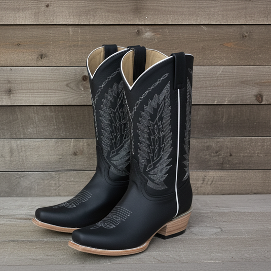 1236 - RockinLeather Men's Black Crazy Horse Narrow Square Toe Boot