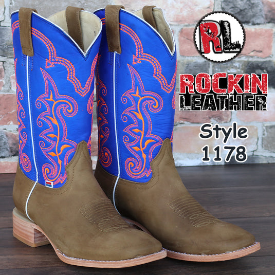 1178 - RockinLeather Men's Crazy Horse w/Blue Upper Western Boot