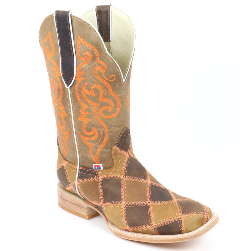 Load image into Gallery viewer, 1206 - RockinLeather Men's Orange Stitch Patchwork Western Boot
