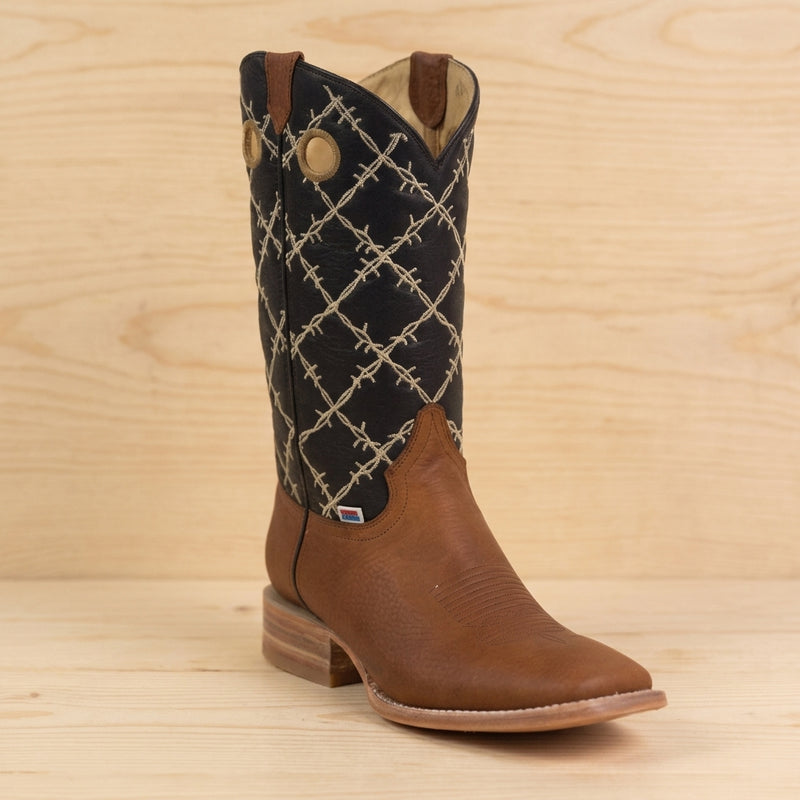Load image into Gallery viewer, 1240 - RockinLeather Men's Honey Brown Cowhide Boot W/Barbed Wire Upper
