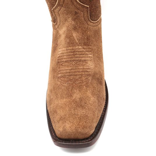 1226 - RockinLeather Men's Tobacco Roughout Narrow Square Toe Western Boot