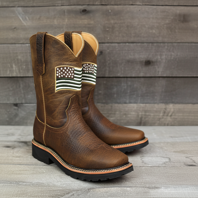 Load image into Gallery viewer, 5016 - RockinLeather Men's American Flag Soft Toe Work Boots
