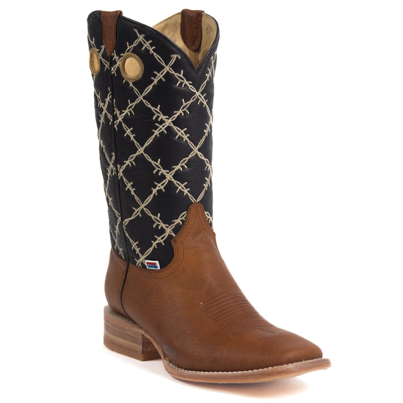 Load image into Gallery viewer, 1240 - RockinLeather Men's Honey Brown Cowhide Boot W/Barbed Wire Upper
