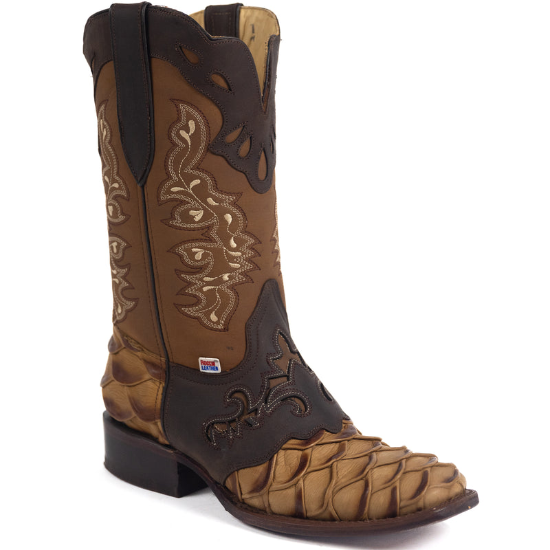 Load image into Gallery viewer, 1244 - RockinLeather Men's Pirarucu Print Leather Boot W/Overlay
