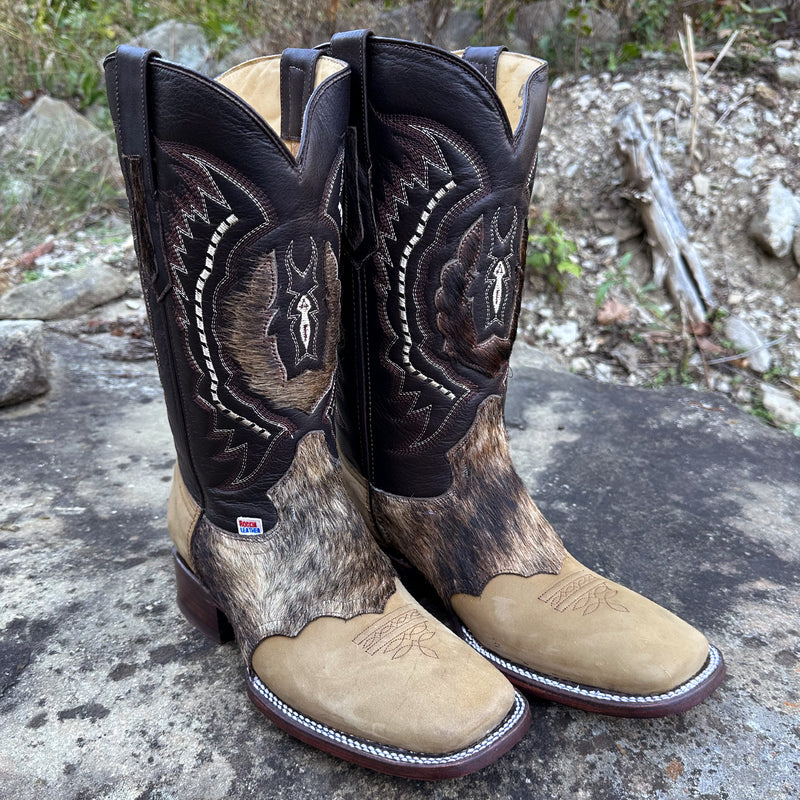 Load image into Gallery viewer, 1248 - RockinLeather Men's Crazy Horse with Cowhair Overlay Western Boot

