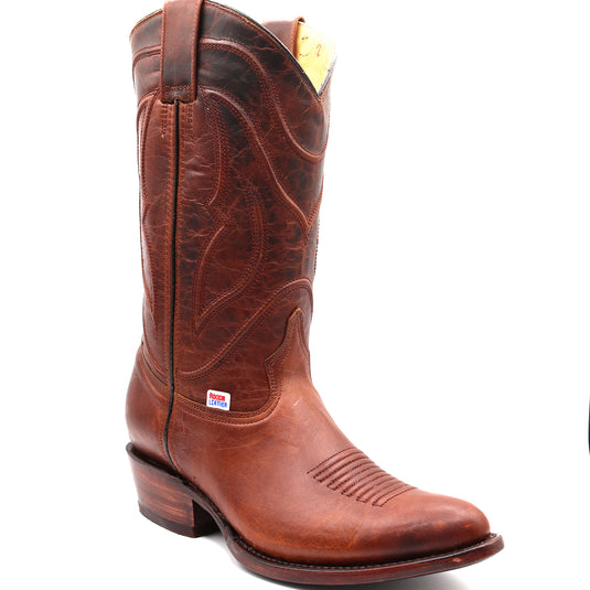 1252 - RockinLeather Men's Cognac Goat Western Boot With Pointed Toe
