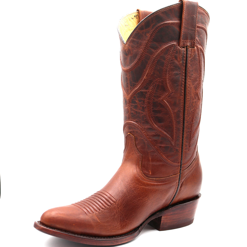 Load image into Gallery viewer, 1252 - RockinLeather Men's Cognac Goat Western Boot With Pointed Toe
