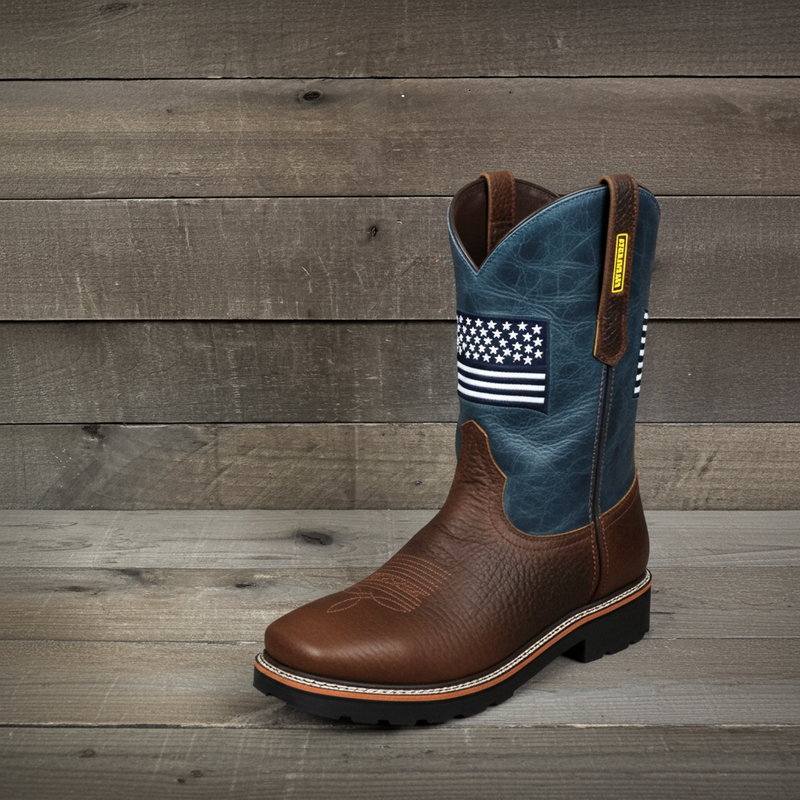 Load image into Gallery viewer, 5019 - RockinLeather Men's WATERPROOF American Flag Soft Toe Work Boots
