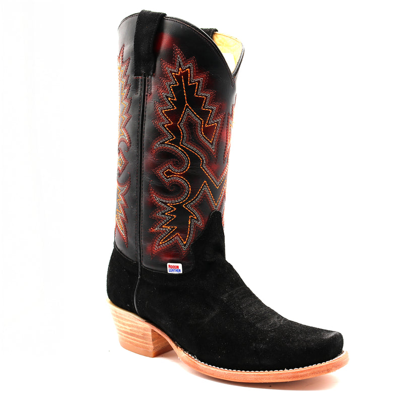 Load image into Gallery viewer, 1260 - RockinLeather Men's Black Roughout Narrow Square Toe Western Boot
