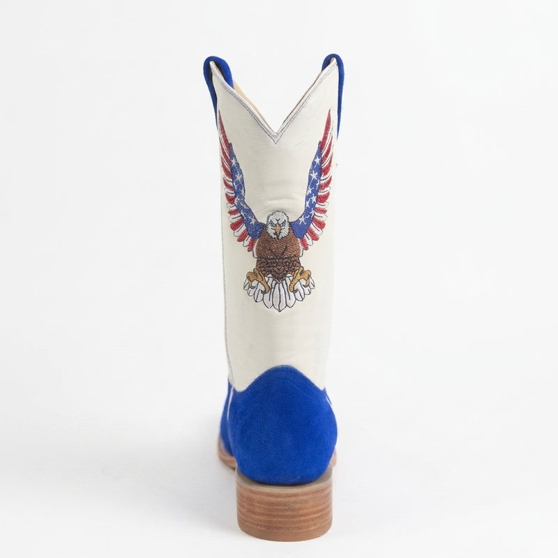 Load image into Gallery viewer, 1242 - RockinLeather Men's Blue Suede Leather Boot W/Eagle Embroidery
