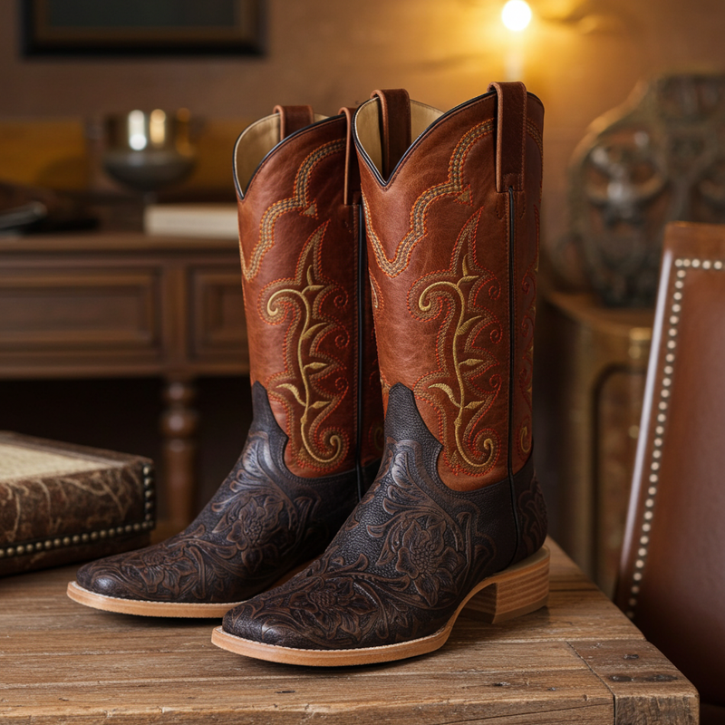 Load image into Gallery viewer, 1190 - RockinLeather Men's Stamped Cowhide Leather Boot

