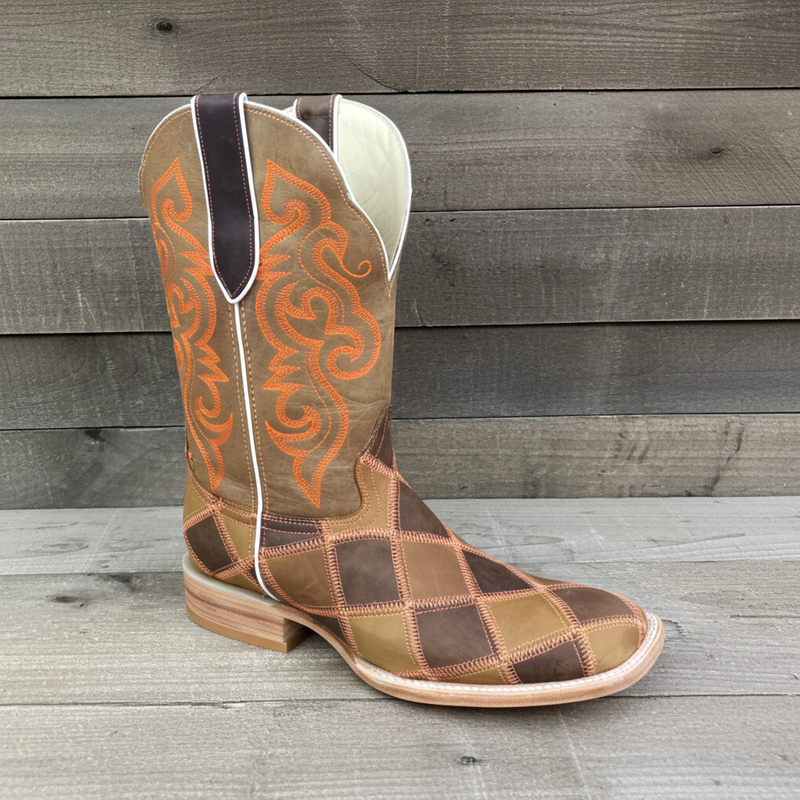 Load image into Gallery viewer, 1206 - RockinLeather Men's Orange Stitch Patchwork Western Boot
