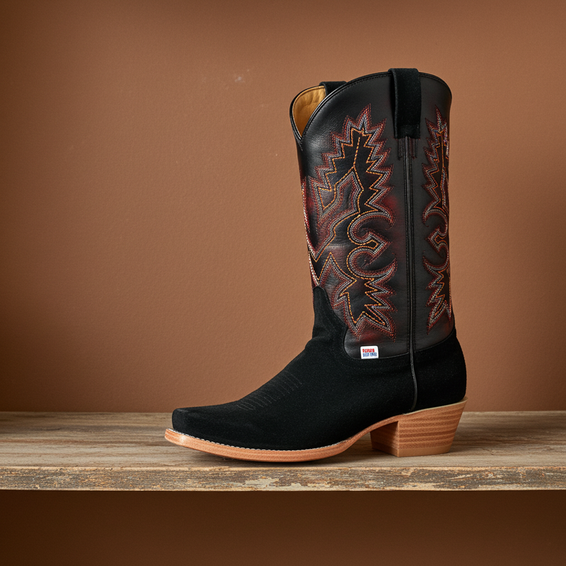 Load image into Gallery viewer, 1260 - RockinLeather Men's Black Roughout Narrow Square Toe Western Boot
