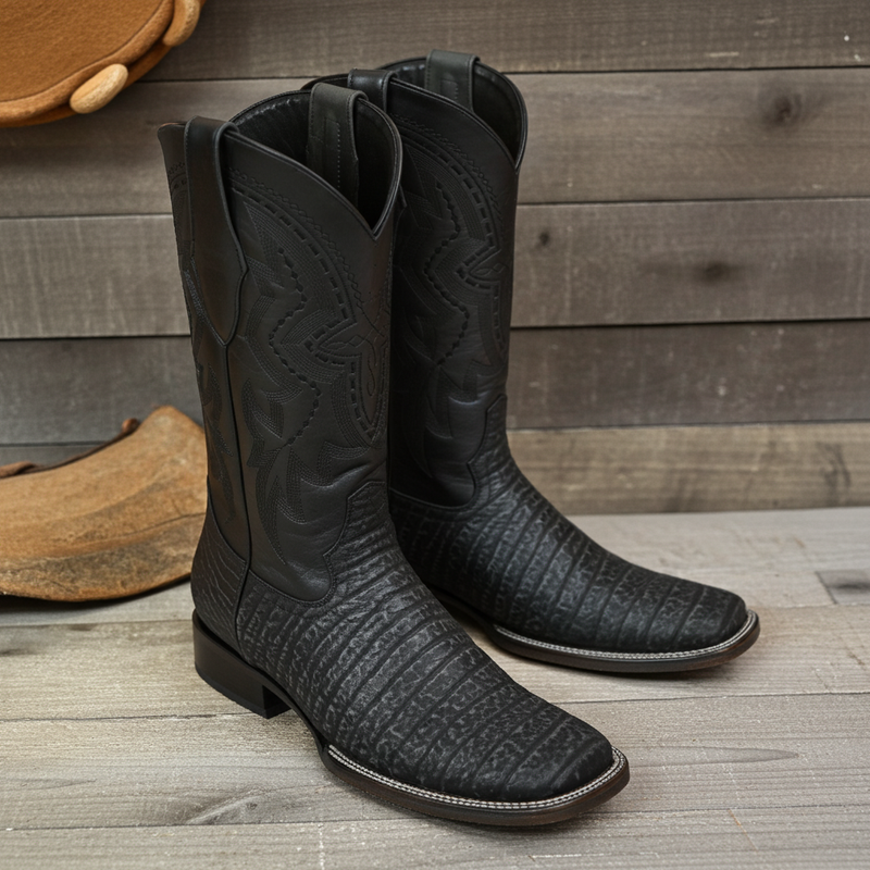 Load image into Gallery viewer, 8003 - RockinLeather Men's Distressed Black Genuine Sharkskin Boots
