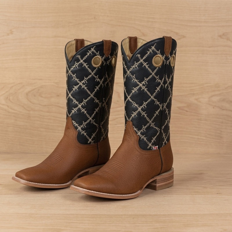 Load image into Gallery viewer, 1240 - RockinLeather Men's Honey Brown Cowhide Boot W/Barbed Wire Upper
