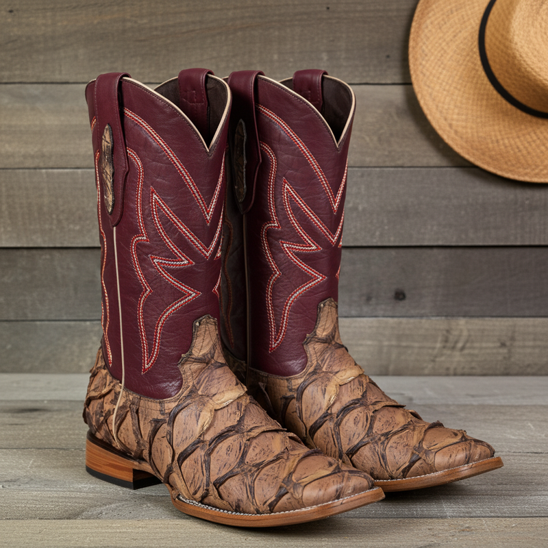 Load image into Gallery viewer, 8020 - RockinLeather Men's Genuine Pirarucu Square Toe Western Boot
