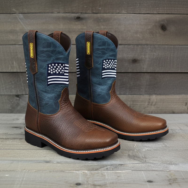 Load image into Gallery viewer, 5019 - RockinLeather Men's WATERPROOF American Flag Soft Toe Work Boots
