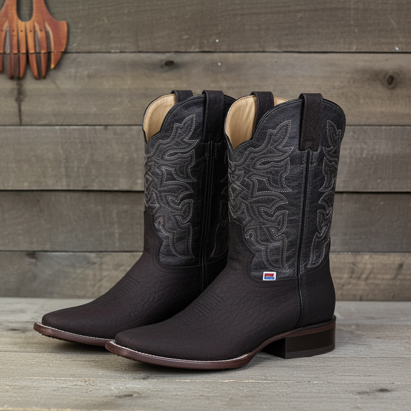 Load image into Gallery viewer, 1246 - RockinLeather Men's Black Bull Shoulder Western Boot
