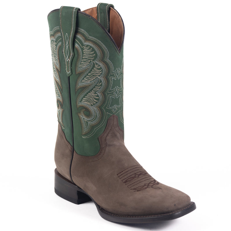 Load image into Gallery viewer, 1807 - RockinLeather Men's Crazy Choco Cowhide Western Boot w/Green Upper
