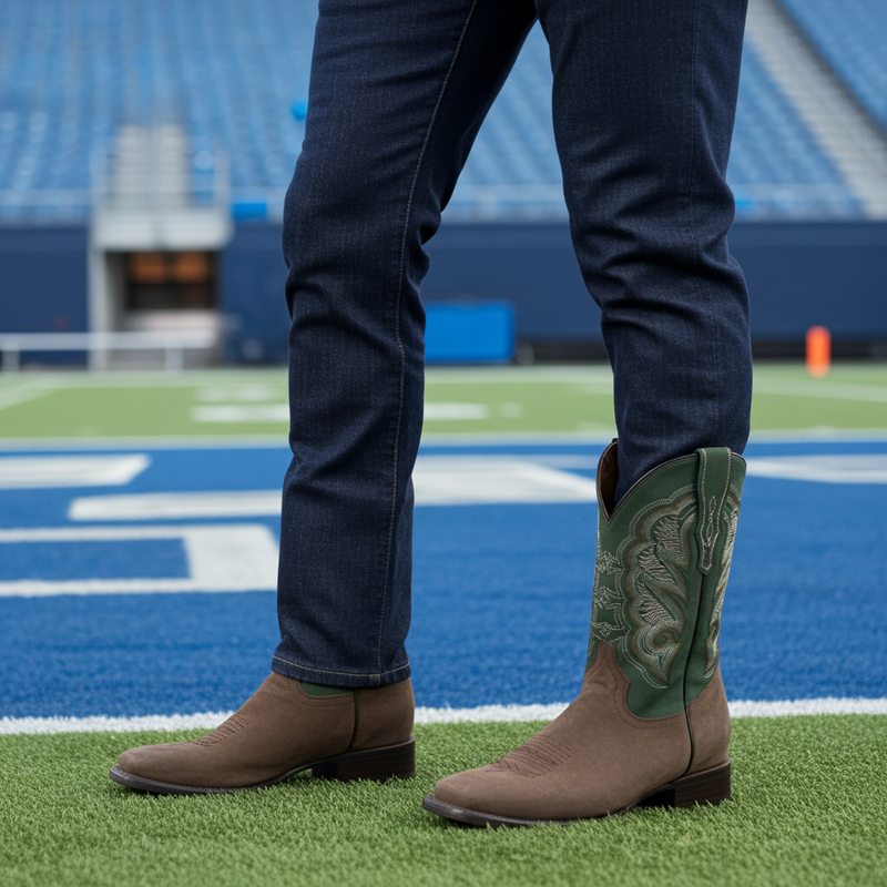 Load image into Gallery viewer, 1807 - RockinLeather Men's Crazy Choco Cowhide Western Boot w/Green Upper
