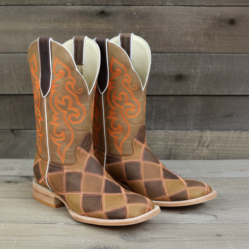 Load image into Gallery viewer, 1206 - RockinLeather Men's Orange Stitch Patchwork Western Boot
