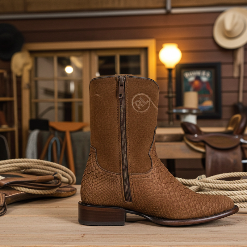 Load image into Gallery viewer, 8031 - RockinLeather Men's Genuine Sanded Honey Python Boots With Zipper
