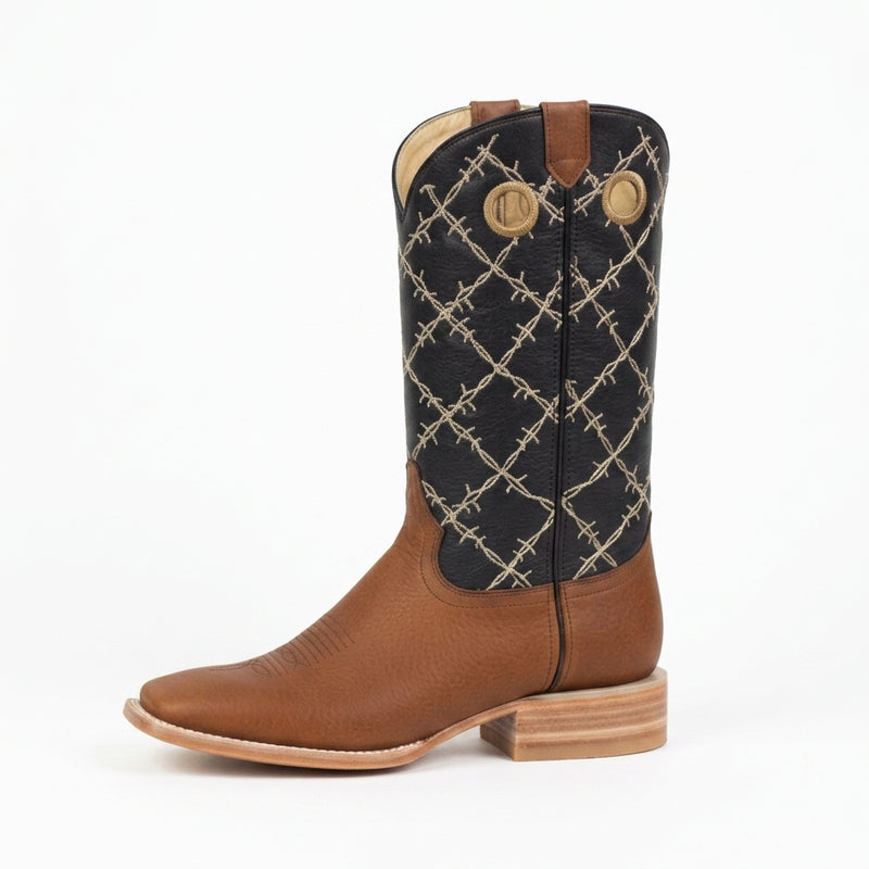 Load image into Gallery viewer, 1240 - RockinLeather Men's Honey Brown Cowhide Boot W/Barbed Wire Upper
