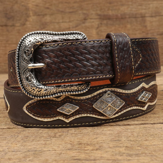B1008 - RockinLeather Crazy Mocha Cowhide Leather Belt W/Basket Weave