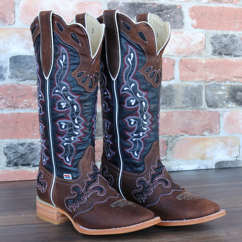 Load image into Gallery viewer, 2127 - RockinLeather Women's Tall Distressed Brown Boot With Wide Square Toe
