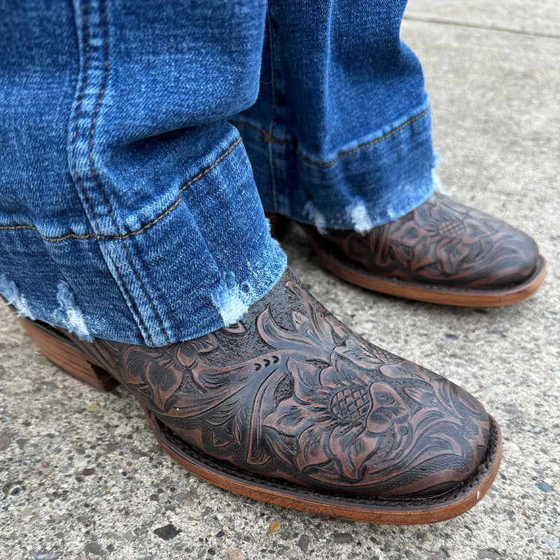 Load image into Gallery viewer, 2200 - RockinLeather Women's Floral Leather Stamped Western Boot
