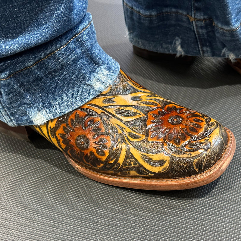 Load image into Gallery viewer, 2204 - RockinLeather Women's Jungle Floral Leather Stamped Western Boot
