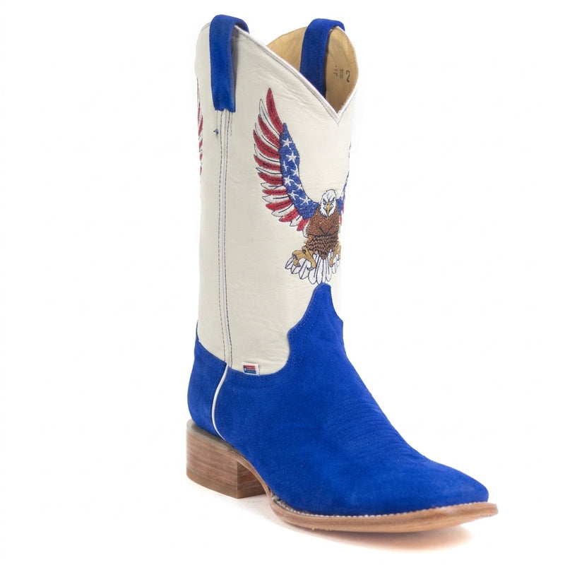 Load image into Gallery viewer, 1242 - RockinLeather Men's Blue Suede Leather Boot W/Eagle Embroidery
