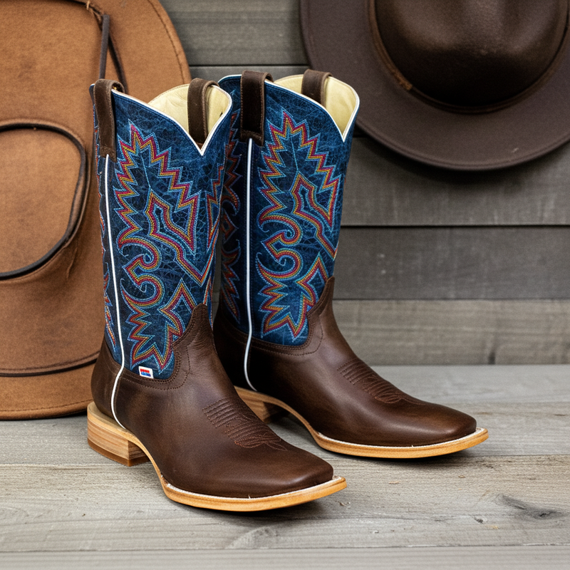 Load image into Gallery viewer, 1157 - RockinLeather Men's Chocolate Cowhide Western Boot
