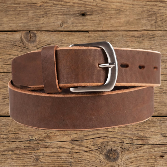 B1042 - RockinLeather Distressed Brown Cowhide Leather Casual Belt