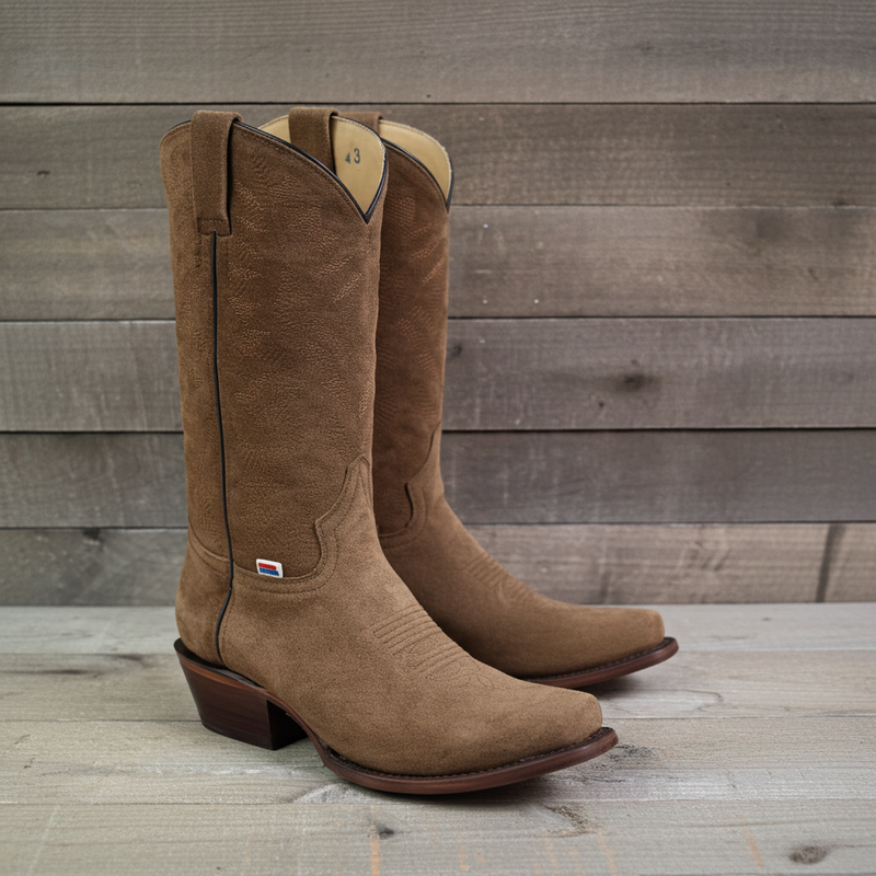Load image into Gallery viewer, 1226 - RockinLeather Men's Tobacco Roughout Narrow Square Toe Western Boot
