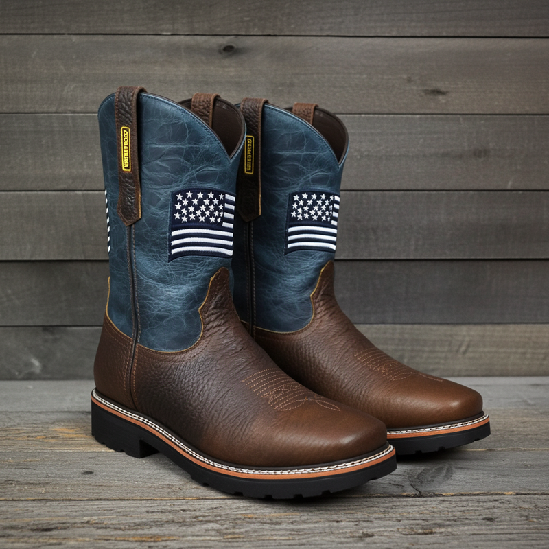 Load image into Gallery viewer, 5019 - RockinLeather Men's WATERPROOF American Flag Soft Toe Work Boots
