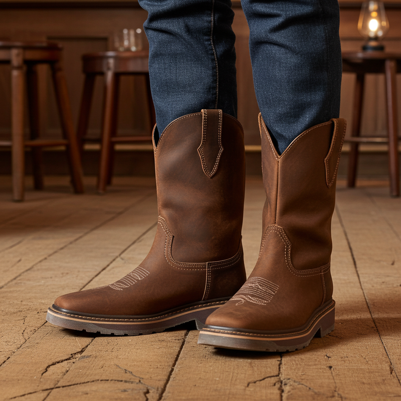 Load image into Gallery viewer, 9003 - RockinLeather Men's Crazy Horse Square Toe Work Boot

