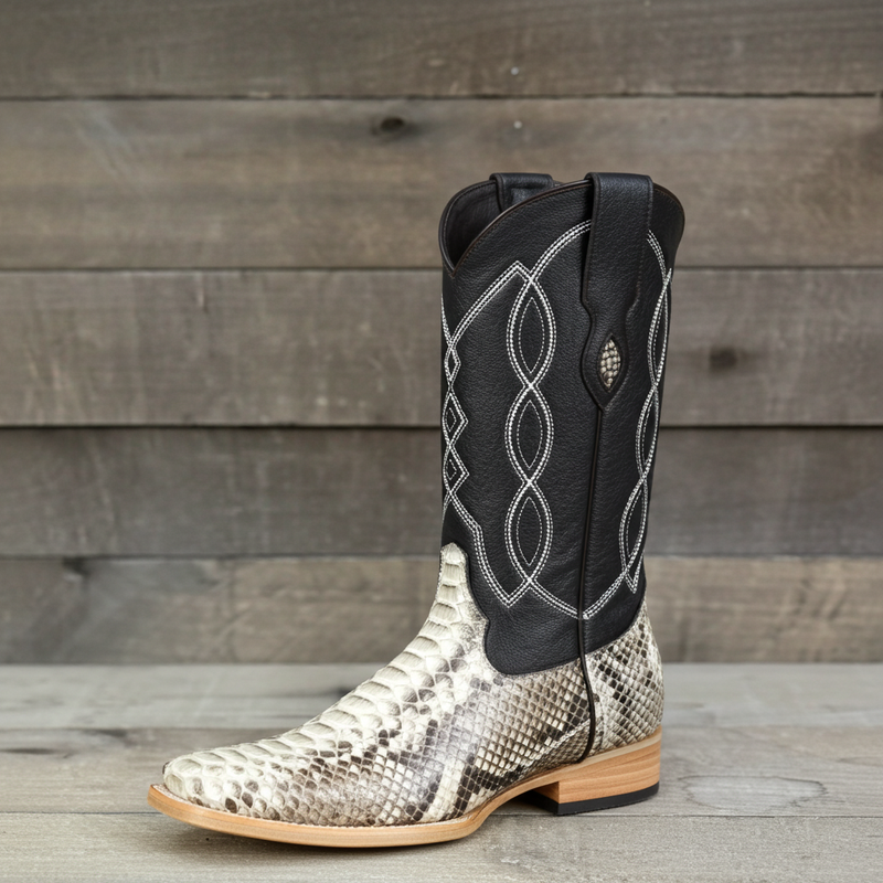 Load image into Gallery viewer, 8005 - RockinLeather Men's Natural Python Square Toe Western Boot
