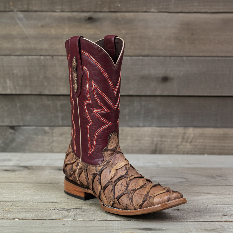 Load image into Gallery viewer, 8020 - RockinLeather Men's Genuine Pirarucu Square Toe Western Boot
